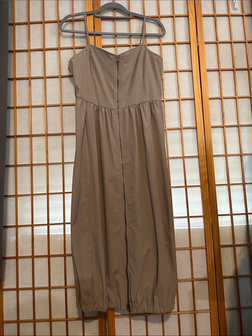 GU from Japan read description Spaghetti Strap Midi Dress in Taupe